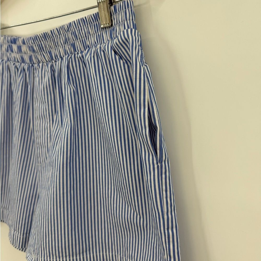 NA-KD Striped Elastic Waist Cotton Pull On Shorts in Blue & White | Size 10 - Picture 5 of 7